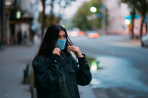 Young Woman in Protective Medical Sterile Mask on Empty Street – Free Stock Photo for Download