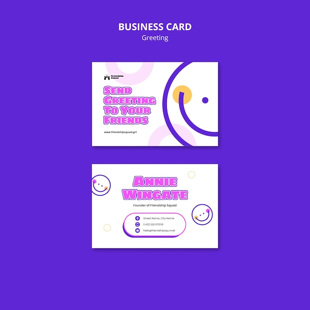 Flat Design Business Card for Friendship – Free Download