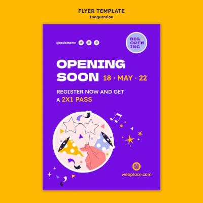 90’s Digital Remake Style Inauguration Vertical Flyer Template – Free Download