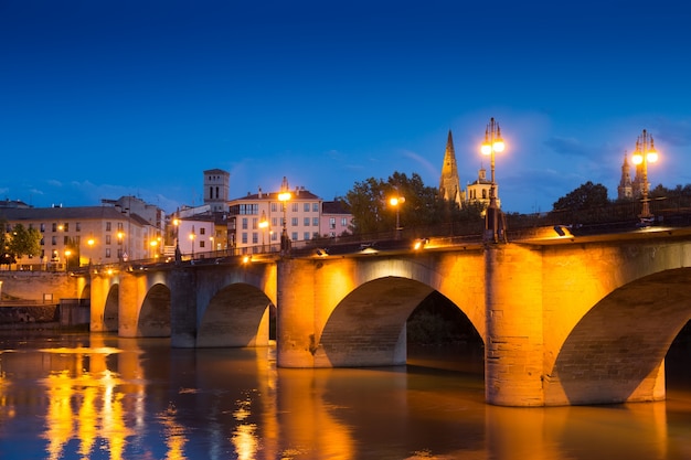 Evening View of Logrono and Puente de Piedra Over Ebro – Free to Download