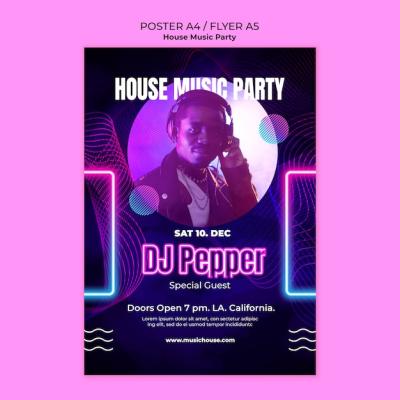 House Music Party Poster Template – Free Download