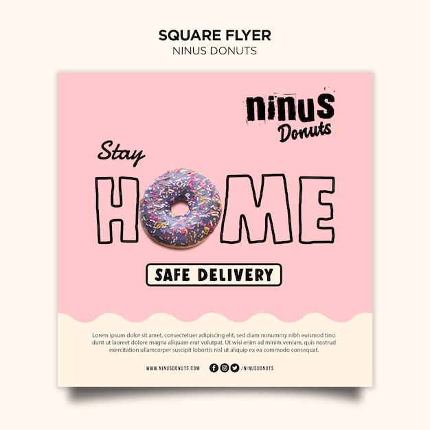 Donuts Concept Square Flyer Template – Free Download