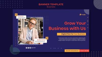 Professional Business Solutions Horizontal Banner – Free Download