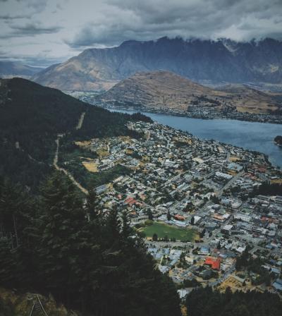 Aerial View of Stunning Queenstown Lake and Mountains – Free to Download