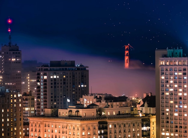 Aerial View of San Francisco Buildings at Night – Free Download