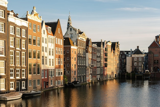 Historical Buildings of Amsterdam in Sunset Light – Download Free Stock Photo