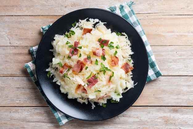 Slovak Potato Dumplings Halusky with Steamed Sauerkraut and Bacon – Free Download