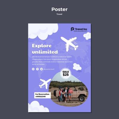 Traveling Poster Template Featuring Planes – Free Download