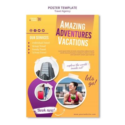 Travel Agency Ad Poster Template for Free Download