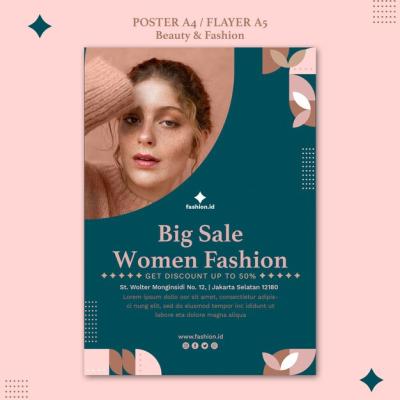 Vertical Poster Design for Women’s Beauty and Fashion – Free Download