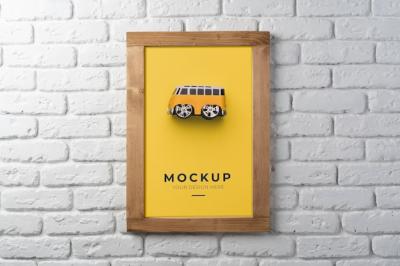 Frame Mockup Hanging on Brick Wall – Free Download