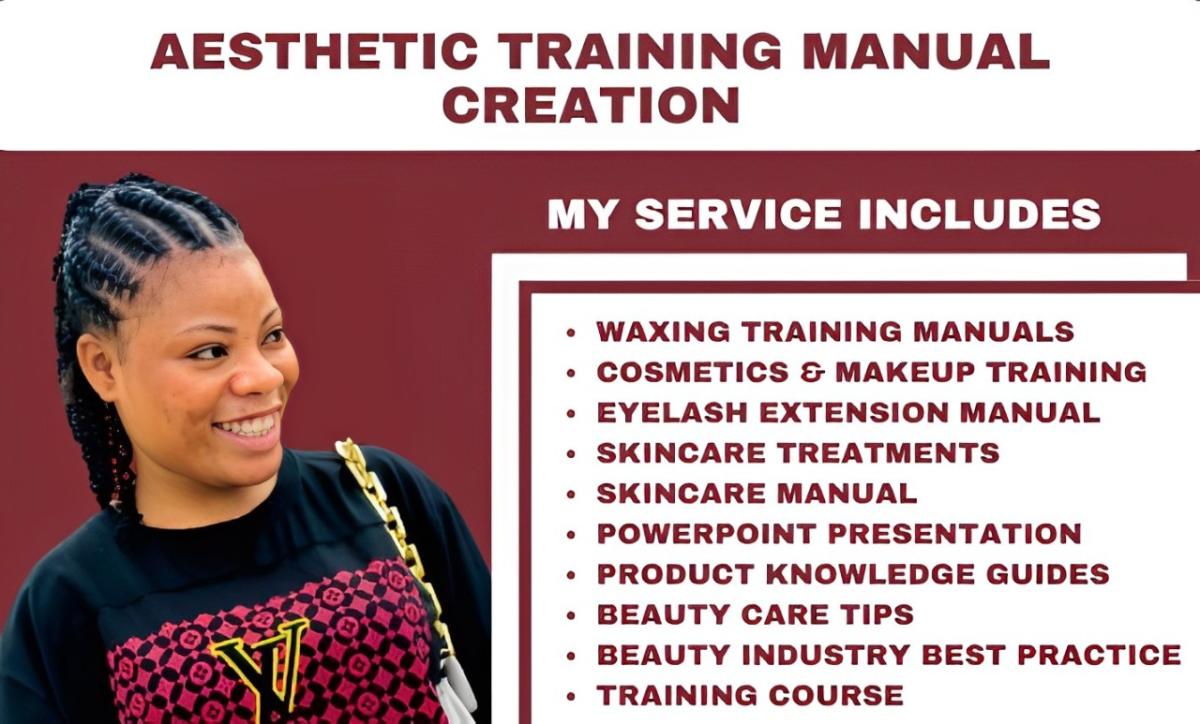 I Will Create Aesthetic Manual Skincare, Eyelashes, Cosmetic, Beauty, and Wax Training Course