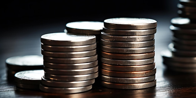 Closeup of Stacked Silver Coins Showcasing Detailed Edges and Textures – Free to Download