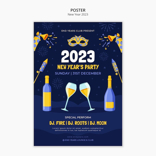 Flat Design New Year Template – Free Download