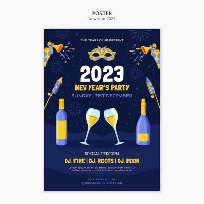 Flat Design New Year Template – Free Download