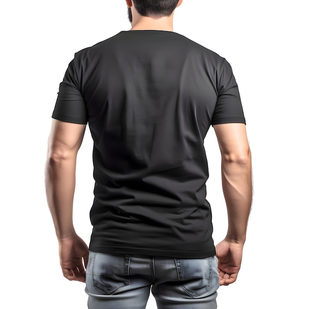 Blank Black T-Shirt Mockup by Male Model – Free Download