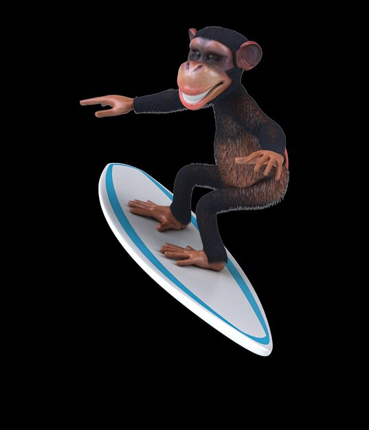 3D Cartoon Monkey Surfing – Free to Download