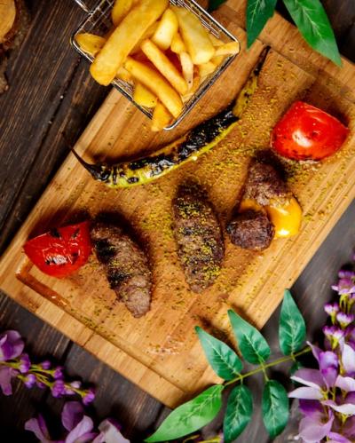 Delicious Lamb Kebab with Cheddar and Grilled Vegetables – Free to Download