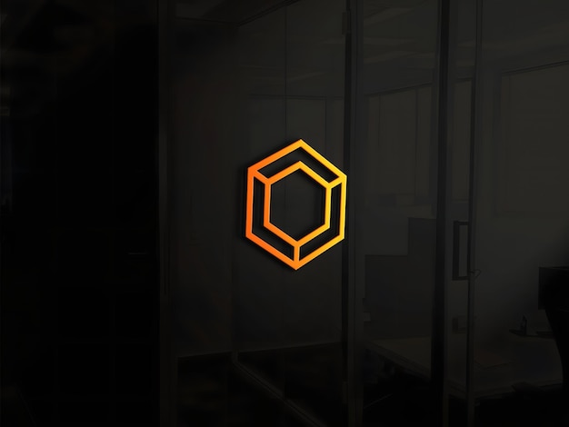 Office Glass 3D Wall Logo Mockup – Free Download