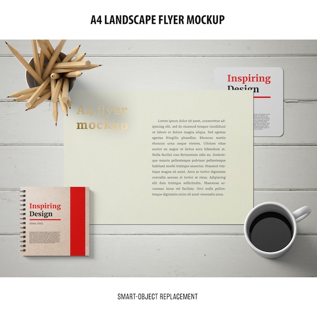 A4 Landscape Flyer Mockup – Free Download | PSD Templates