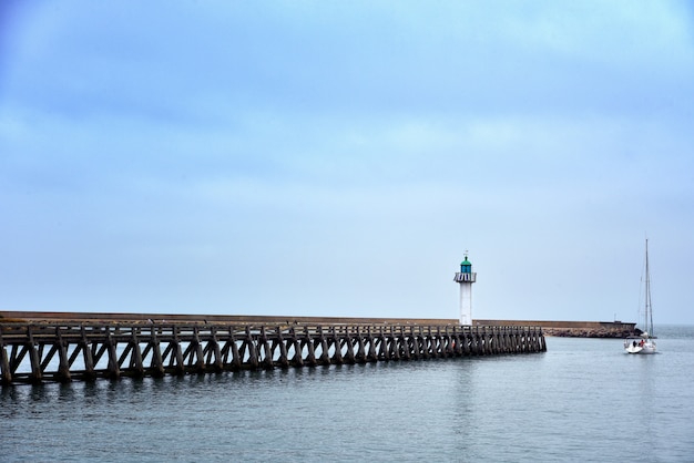 Long Pier in the Sea Under Beautiful Blue Sky – Free Download