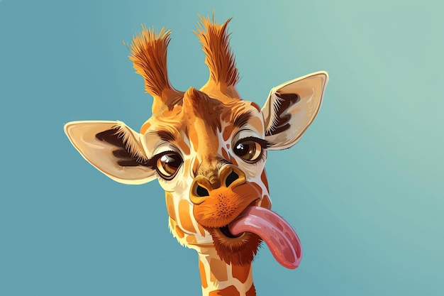 AI Generated Giraffe Sticking Out Tongue – Free Download