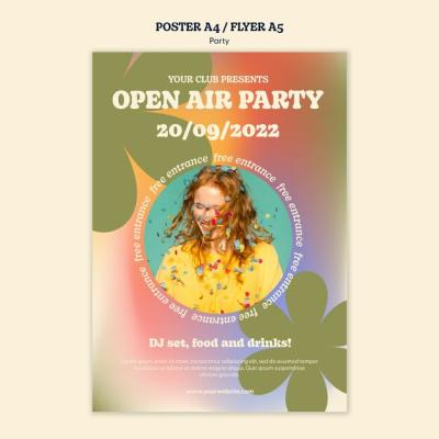 Colorful Party Poster Template Design – Free Download