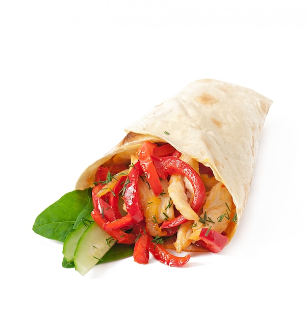 Pita Stuffed with Chicken and Peppers – Download Free Stock Photo