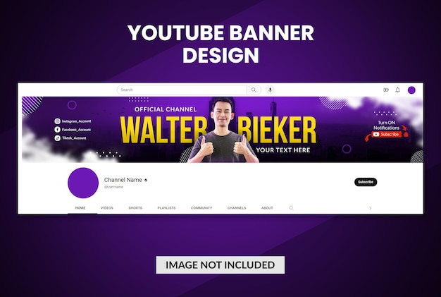 Colorful YouTube Banner or Channel Art Design Template – Free Download