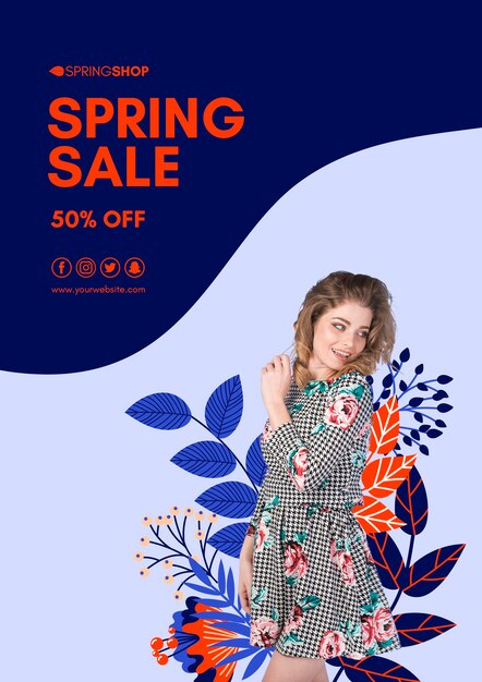 Spring Sale Flyer Featuring a Smiley Woman – Free Download