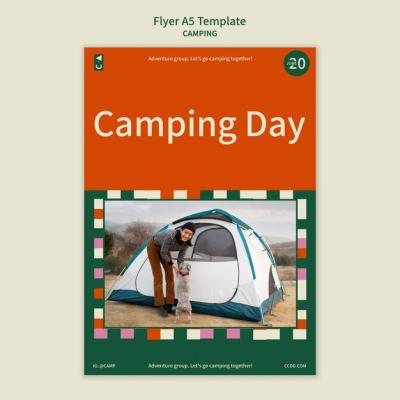 Camping Vertical Flyer Template Featuring Geometric Shapes Design – Free Download