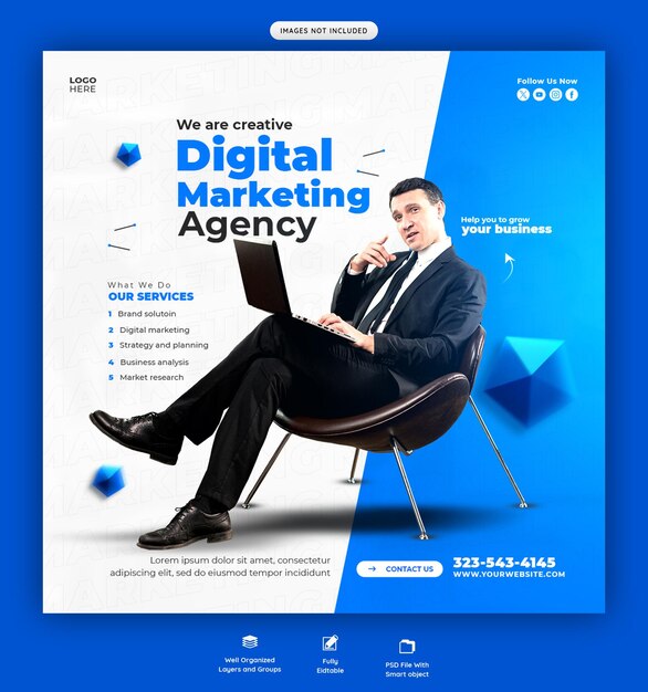 Digital Marketing Agency & Corporate Social Media Banner Template – Free Download