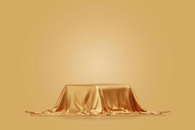 Luxurious Podium with Golden Fabric on Premium Pedestal – Free Stock Photo for Product Presentation, Download Free