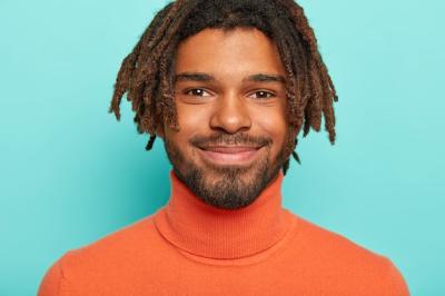 Happy Handsome Man Portrait with Dreads and Mustache – Free Download