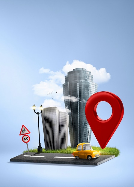 Location Symbol with Building – Free Download of Stock Photo