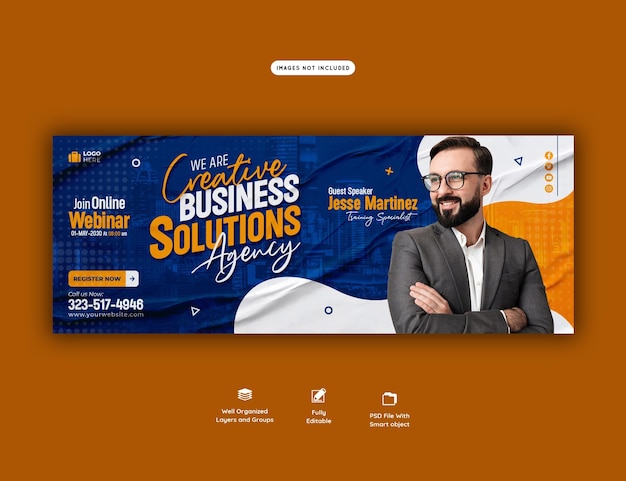 Corporate Facebook Cover Template for Digital Marketing Live Webinar – Free Download