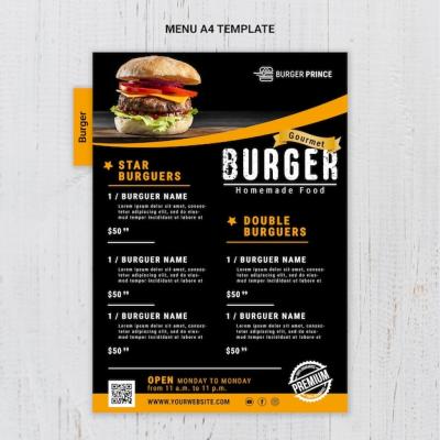 Delicious Burger Menu Template for Restaurants – Free Download