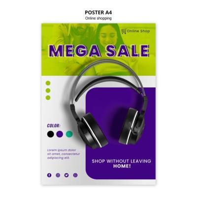 Mega Sale Poster Template for Devices Online Shop – Free to Download