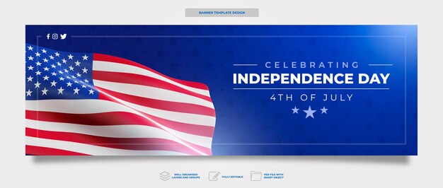 3D Render Celebration Template Design for American Independence Day – Free Download