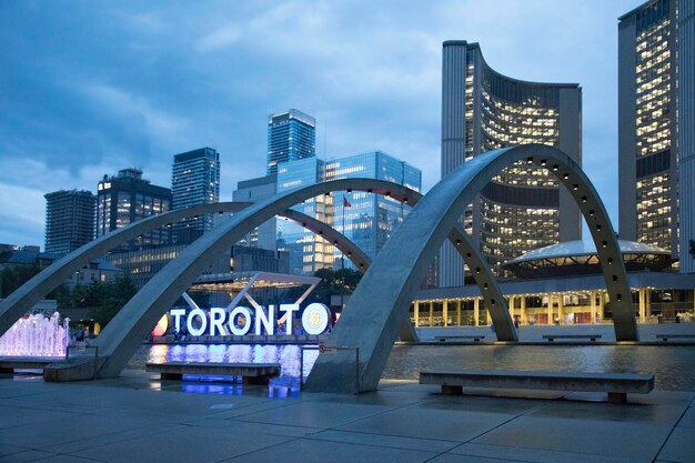Illuminated Three-Dimensional Toronto Sign in Nathan Phillips Square – Free Download