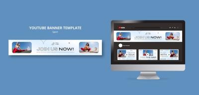 Flat Design Sport Training YouTube Banner Template – Free Download