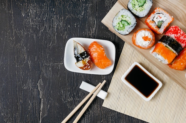 Traditional Japanese Sushi from a Top View – Free Download