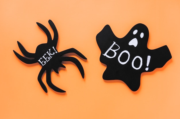 Paper Ghost and Spider with Boo! and Eek! Inscriptions – Free Stock Photos for Download