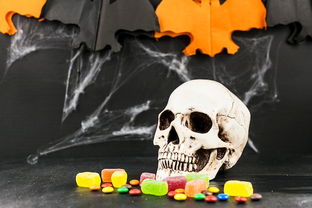 Spooky Skull and Colorful Candies – Free Download