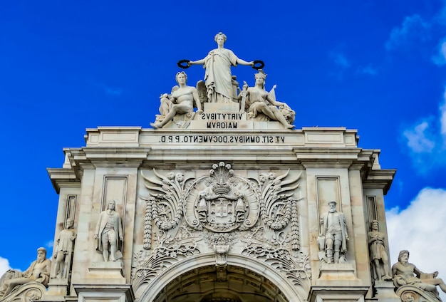 Beautiful Praca do Comercio Under the Blue Sky in Lisbon, Portugal – Free Download