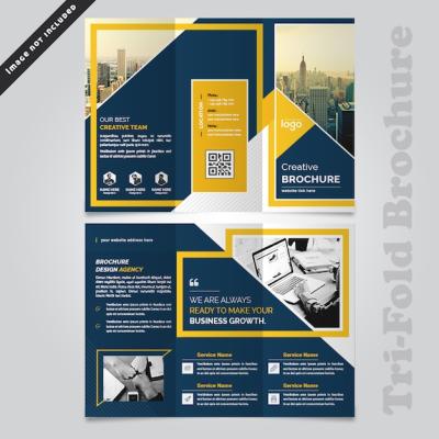 Abstract Business Trifold Brochure Design – Free to Download