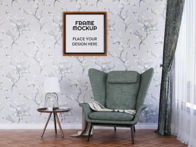 Interior Living Room Photo Frame Mockup – Free Download