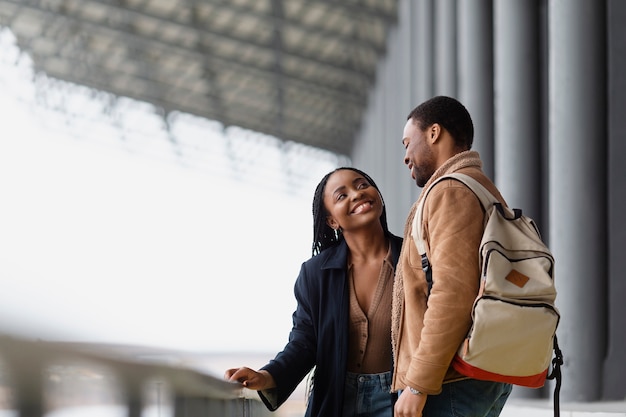 Medium Shot of a Happy Couple Outdoors – Free Download