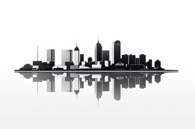 River Cityscape Silhouette Reflection Vector Illustration – Free Download