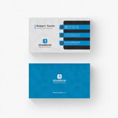 Black and White Business Card Design Featuring Blue Details – Free Download